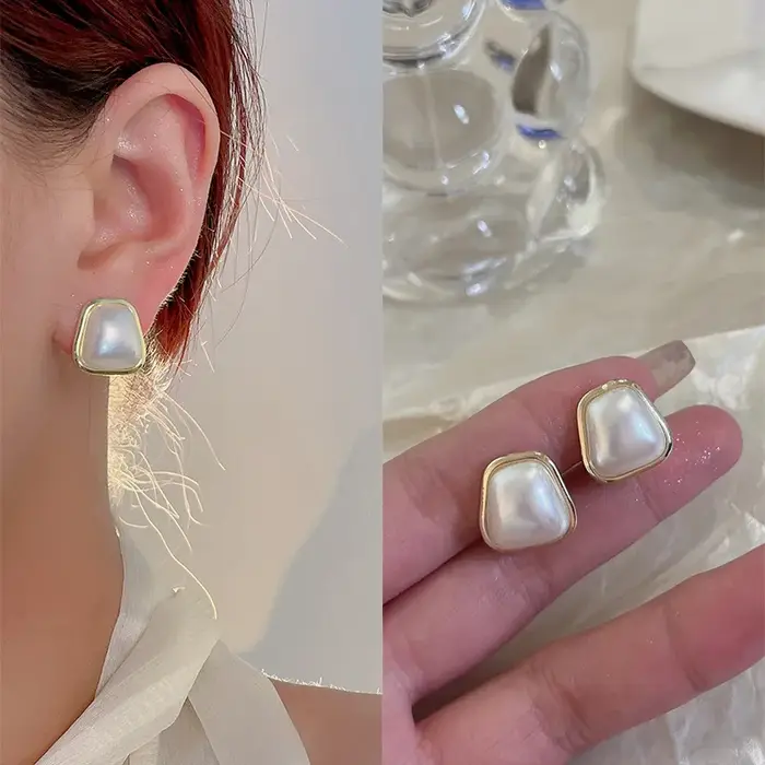 Boucles d'oreilles minimalistes blanches simples, diamètre 15 Mm, imitation perle, sans perçage, bij