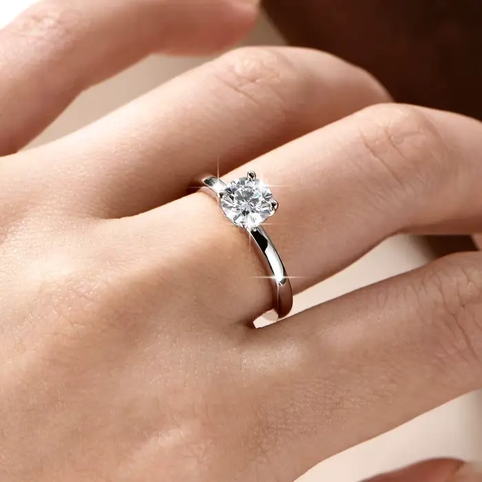 IOGOU – bague solitaire en diamant Moissanite 1.0CT 6.5MM