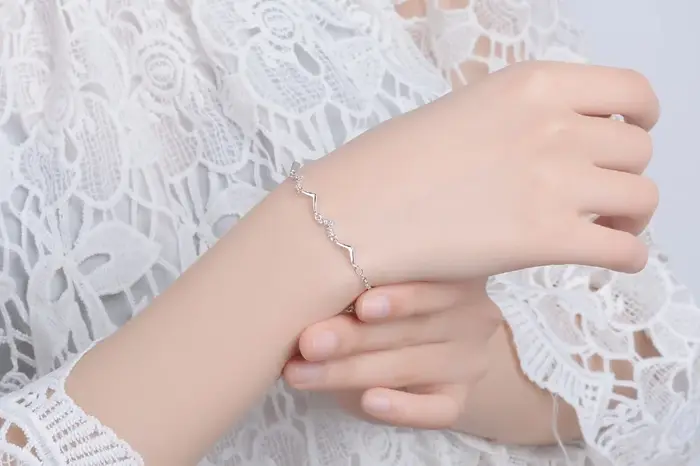 Nouveau Simple mode 925 Bracelet vague en argent Sterling pour les femmes zircone bijoux fins Pulseira Feminina S-b148