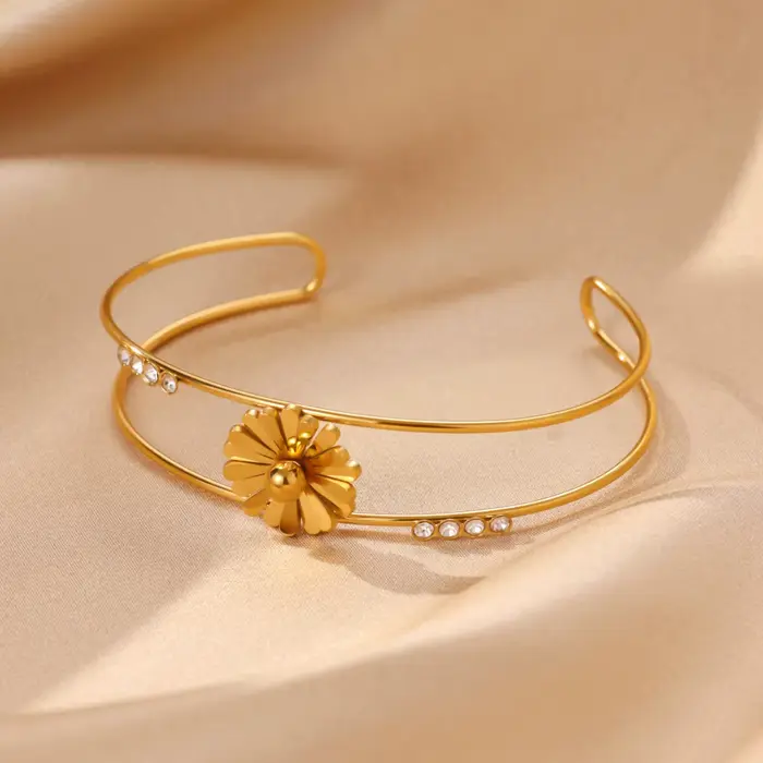 Bracelets Daisy en Zircon pour femmes, couleur or, en acier inoxydable, bracelet Daisy, bijoux esthétiques, cadeau de mariage