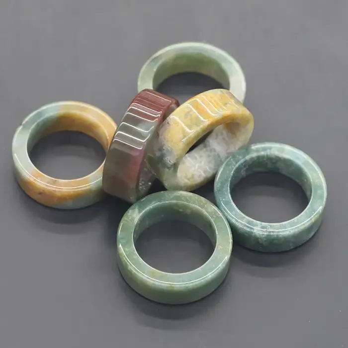 Anneaux plats en pierre semi-précieuse naturelle, 8mm, commerce extérieur, Amazon Donut, largeur 19 