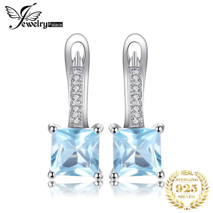 JewelryPalace – boucles d'oreilles en topaze bleu ciel pour femme, créoles en argent Sterling 925, c