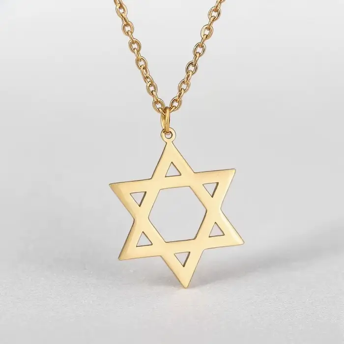 Collier Étoile de David plaqué or 18 carats pendentif Magen David pour femmes et hommes bijoux juifs porte-bonheur occasions spéciales