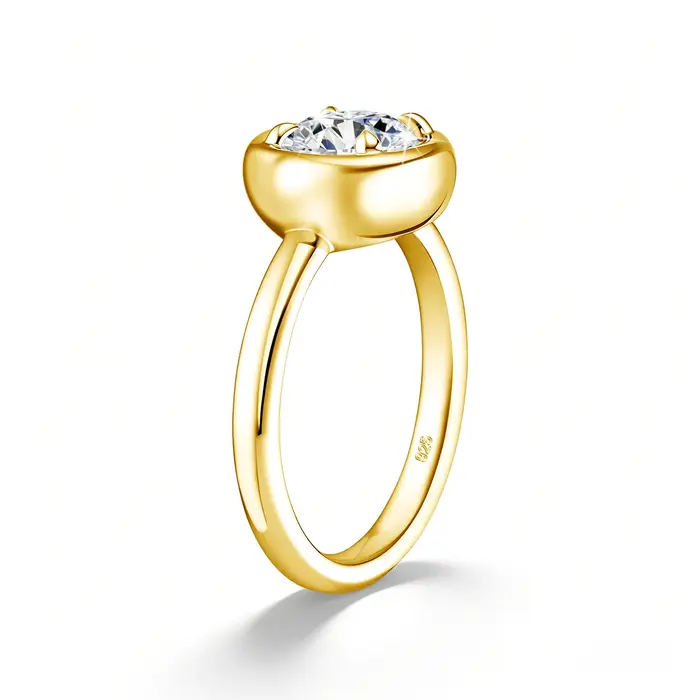 Bague solitaire ronde en Moissonite en argent Sterling 925 pour occasions spéciales bijou fin cadeau d'anniversaire pour femme alliance de mariage engagement romantique