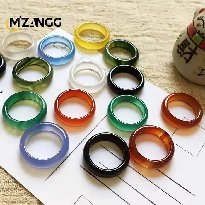 Bague en agate naturelle multicolore classique pour hommes et femmes occasions spéciales alliance de mariage cadeau original