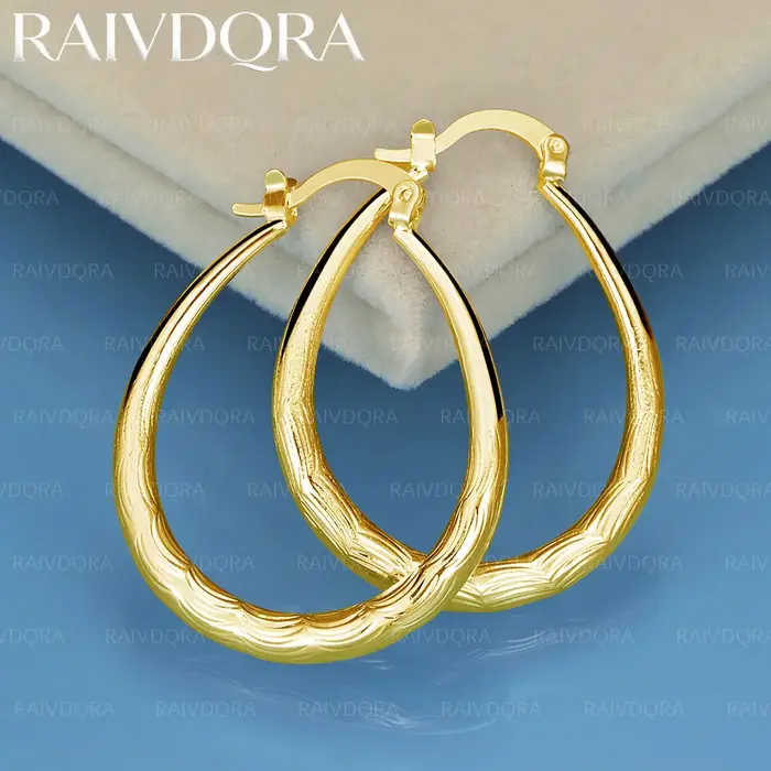Boucles d'oreilles plaquées or 18 carats pour femmes, 30mm, en forme de vague, bijoux à la mode, acc