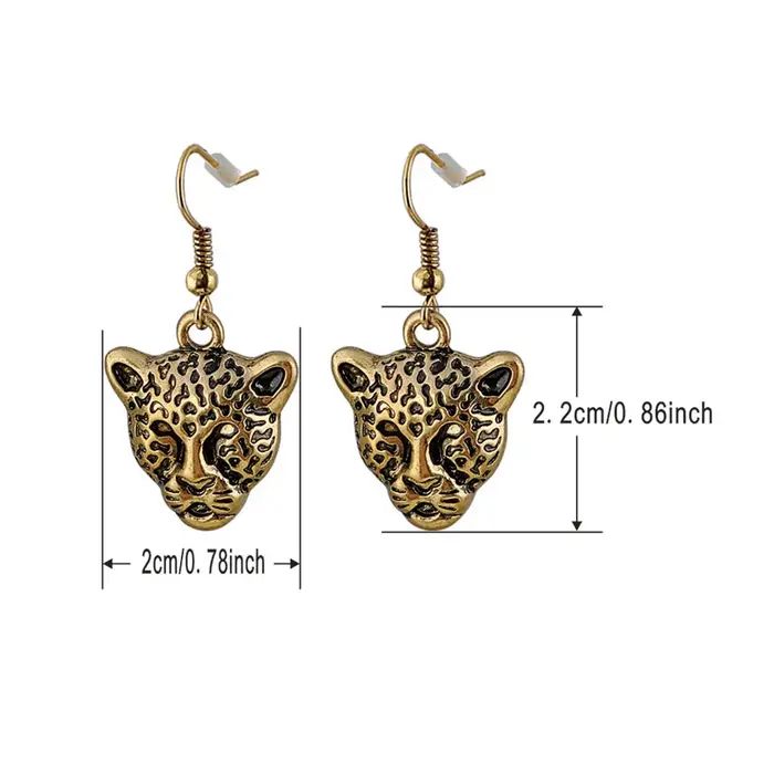 Boucles d'oreilles léopard mignonnes avec pendentif en or antique, accessoire tendance et élégant pour femmes, bijoux de mode européens, idéal pour les occasions spéciales et les cadeaux