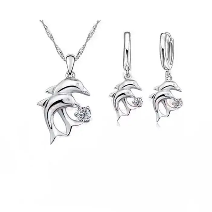 Doule DolDave-Ensemble de bijoux en argent regardé 925, pendentif cubique blanc, contre-indiqué, col