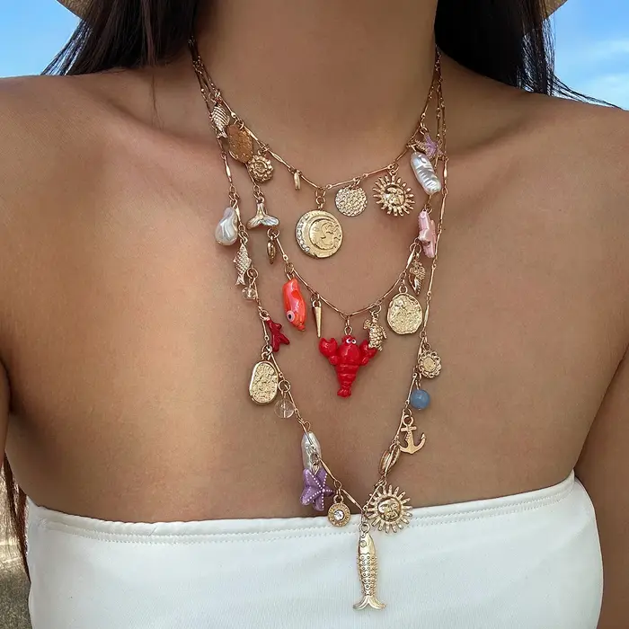 Collier bohème en perles d'imitation réglables