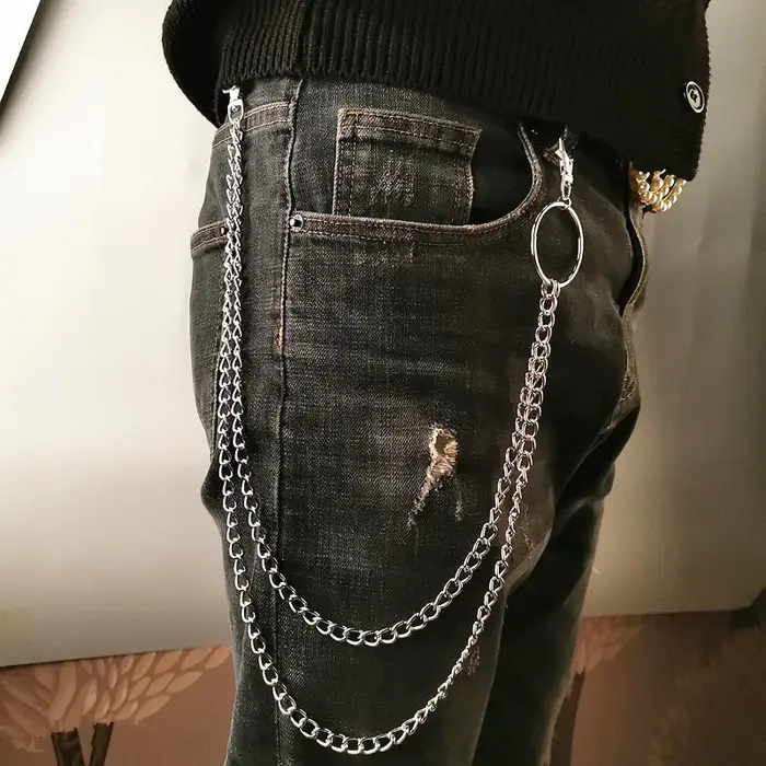 Chaîne de ceinture en métal HipHop Rock Punk crochet pantalon
