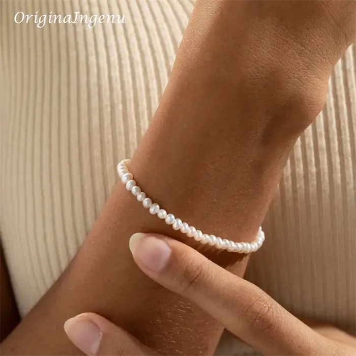 Bracelet de perles naturelles or 14 carats pour femme boho chic élégant à offrir pour soirée spéciale