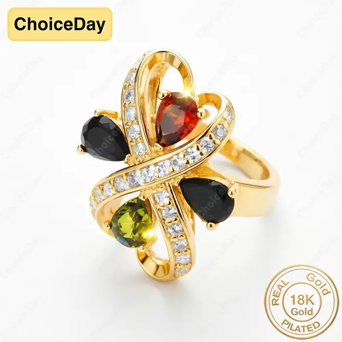 Bague en zircone en forme de cœur plaquée or 18 carats pour femmes occasions spéciales mariage anniversaire cadeau élégant tendance