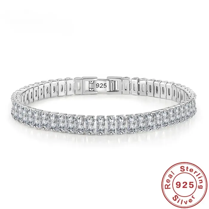 Bracelet en argent sterling 925 exquis et élégant avec cristaux pour femmes, un cadeau de mariage ch