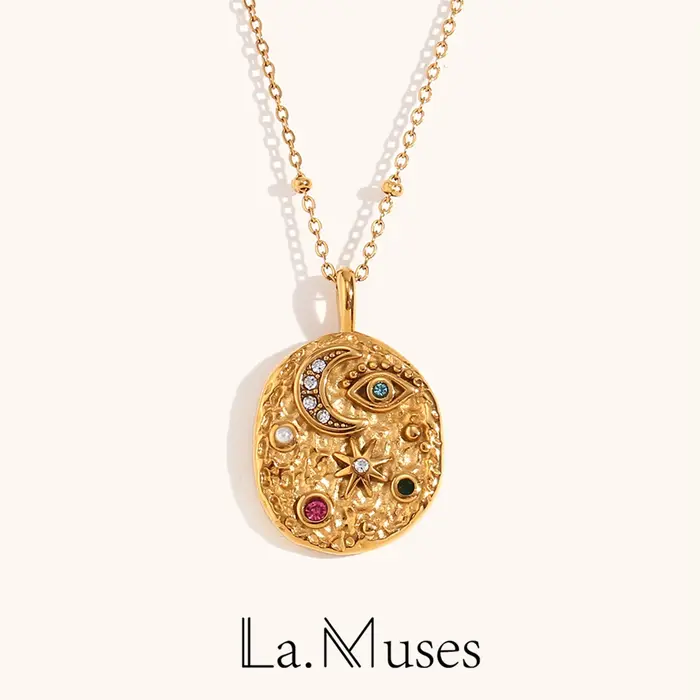 La. Pendentif étoile lune Bergame en acier inoxydable