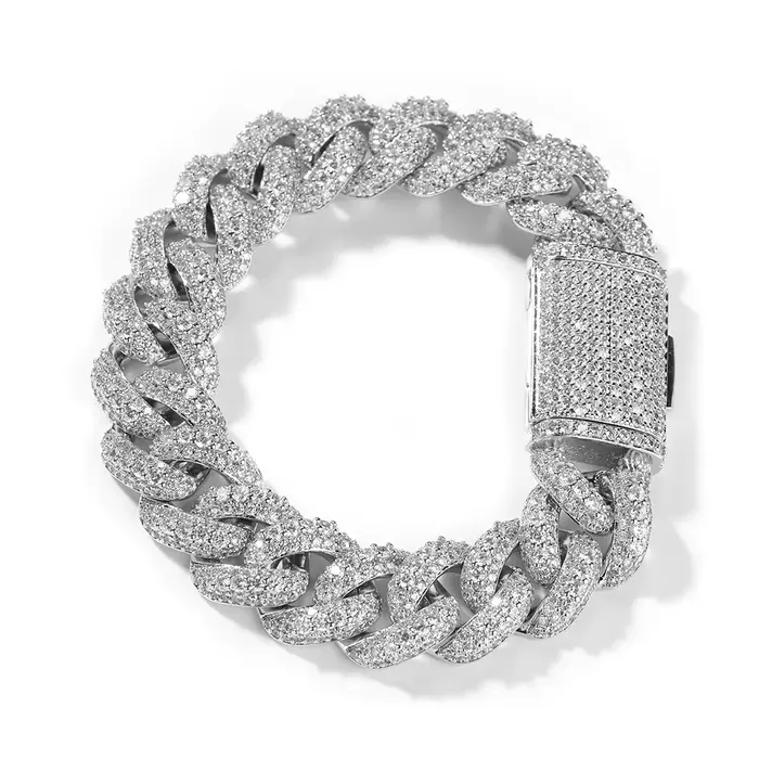 Uwin Collier Chaîne Cubaine Miami Bubbles Lourde 18mm et Bracelet Entièrement Micro-Pavé de Zircone 