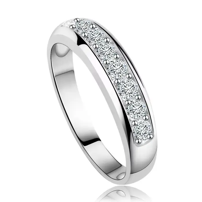 Bague en argent sterling S925 avec barre de diamants, une seule rangée, pour fiançailles, éternité, 