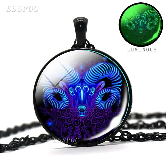 Collier Cabochon en Verre avec 12 Signes du Zodiaque
