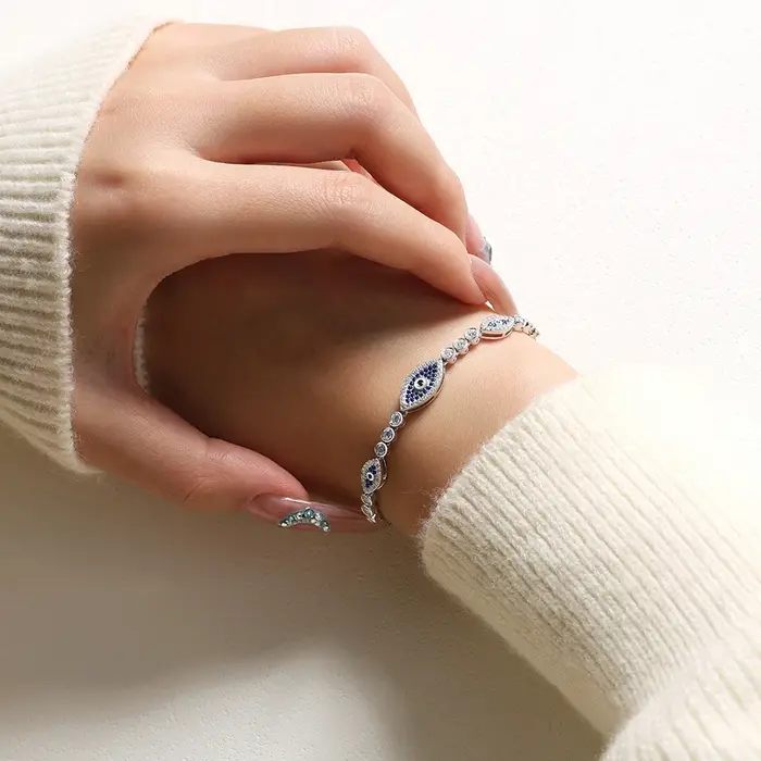 ATTAGEMS – Bracelet à breloques mauvais œil en argent Sterling s925