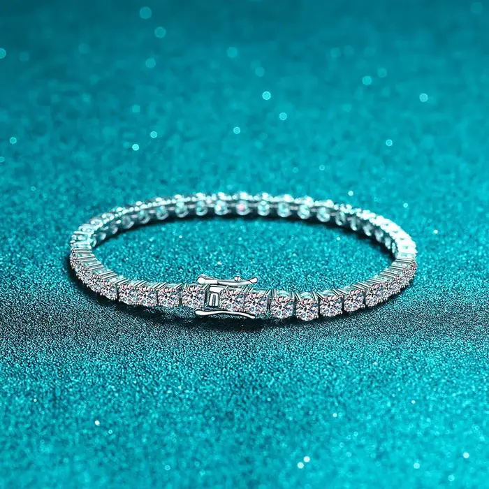 Bracelet de tennis en moissanite véritable en argent sterling 925 pour femmes bijou de mariage cadeau de noël exquis pour occasions spéciales