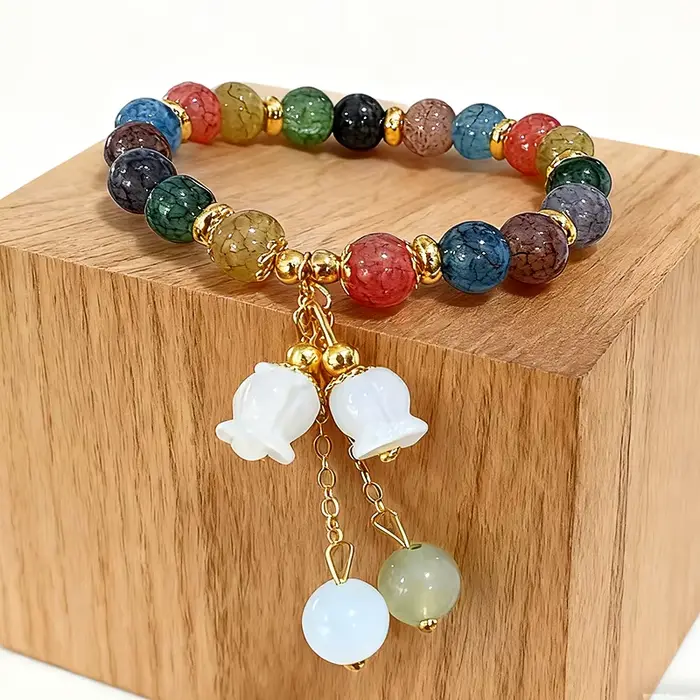 Bracelets en perles de Jade véritable, bijoux naturels, breloque en pierres précieuses sculptées, am