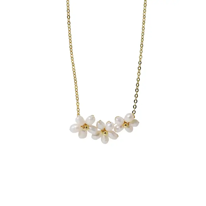 Collier de perles d'eau douce naturelles pour femmes, fleur de riz, bijoux de luxe coréens, cadeaux 
