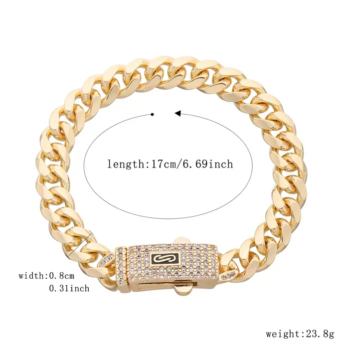 Nouveau bracelet Monaco en laiton plaqué or 14K