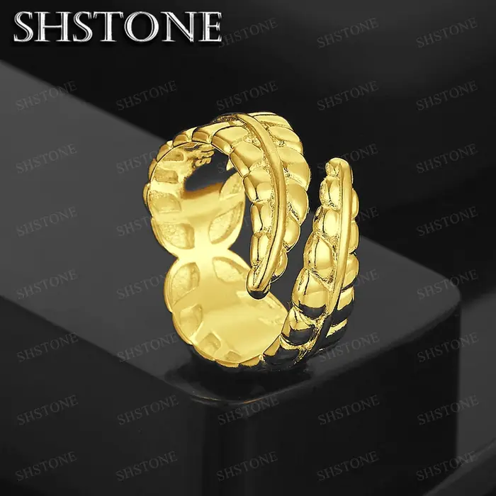 Bague en or 18 carats avec plume dorée pour femmes