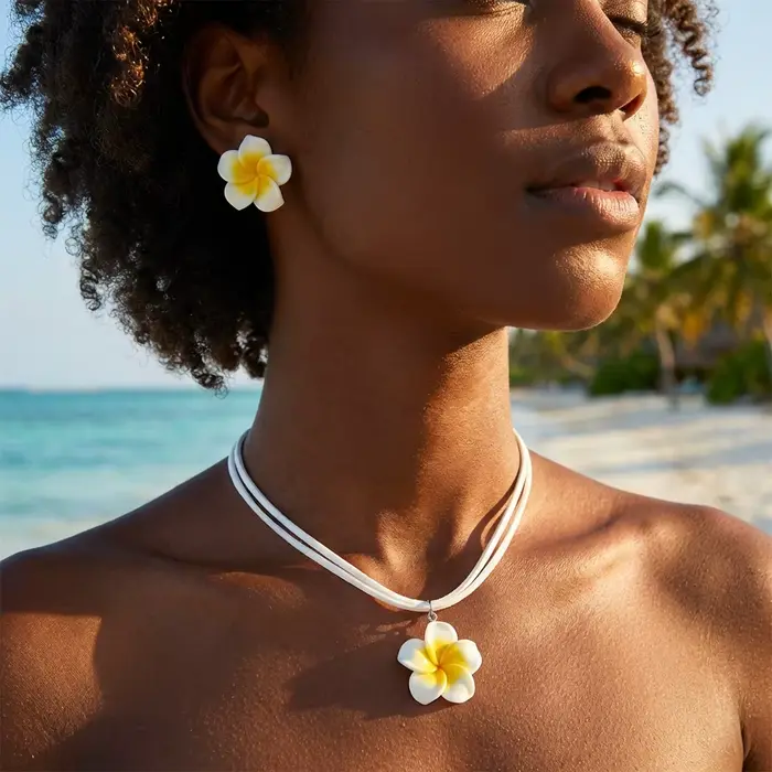 Parure de bijoux bohème élégante avec grandes fleurs pour femme