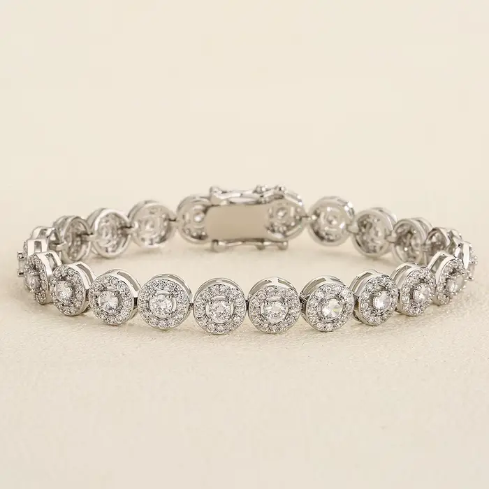 ZAKOL mode européenne et américaine ronde AAA Zircon Bracelet bracelets unisexe Style Punk Hip-hop b
