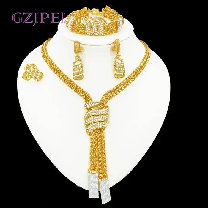 GZJPEI – ensemble de bijoux Design pour femmes, couleur or 18 carats, collier à breloques, chaîne, B