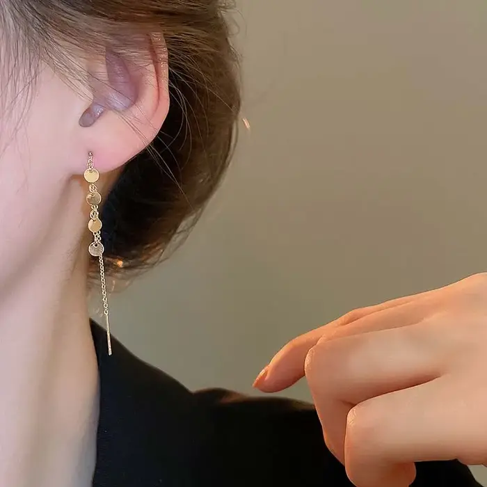 Boucles d'oreilles longues à pampilles pour femmes et filles
