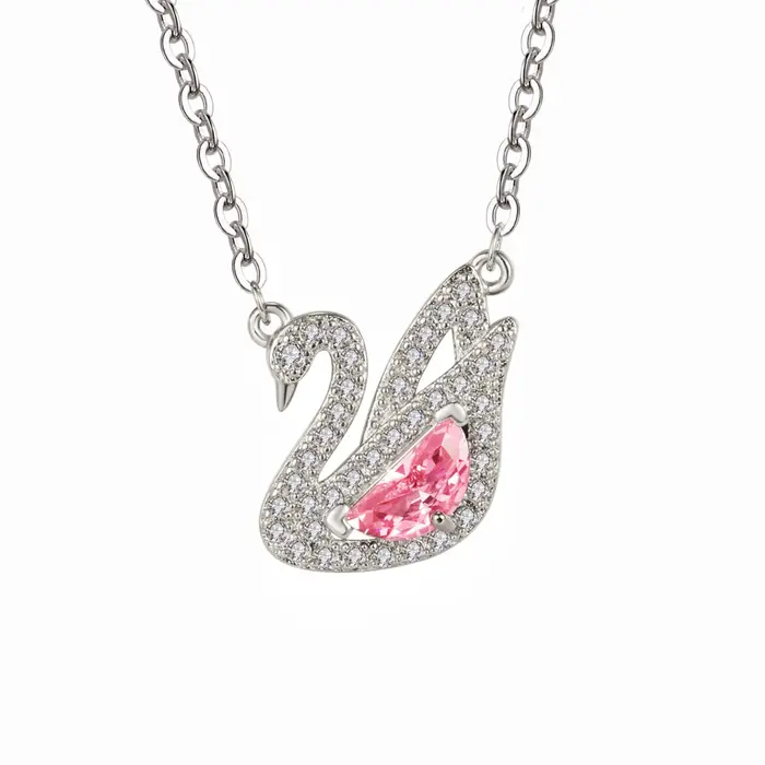 Collier ras-du-cou élégant et tendance en forme de cygne, style coréen, avec pendentif demi-lune en 