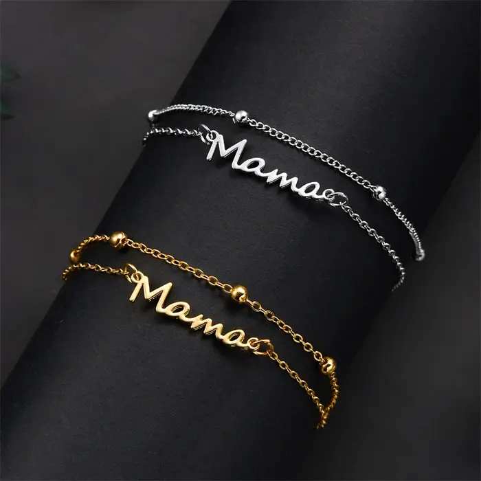 Bracelet à la mode avec pendentif lettre maman pour femme