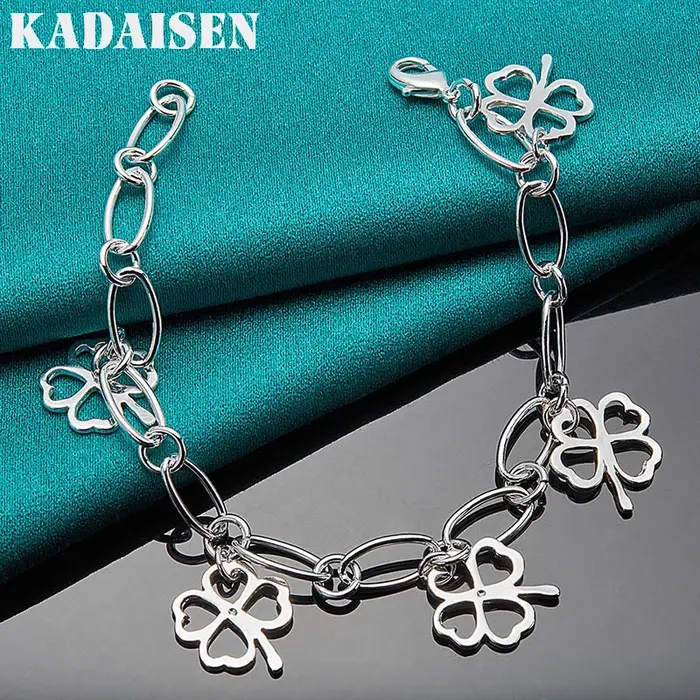 Bracelet trèfle en argent sterling 925 bijou de charme pour femmes occasions spéciales mariage fête