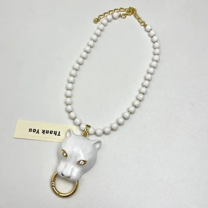 Collier pendentif panthère à perles doré chic bijou tendance pour femmes style punk anniversaire fête