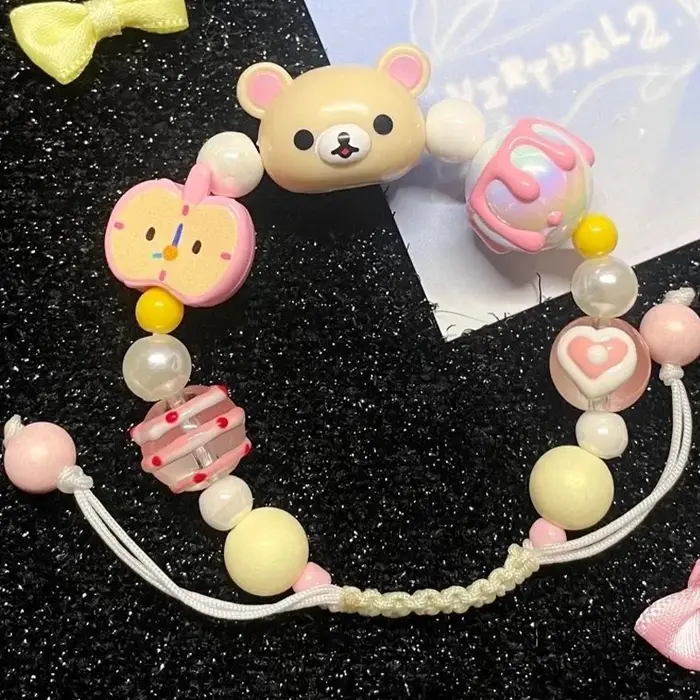 Bracelet Kawaii Rilakkumas à grosse tête, original, personnalisé, perlé, à cordon, très esthétique, 
