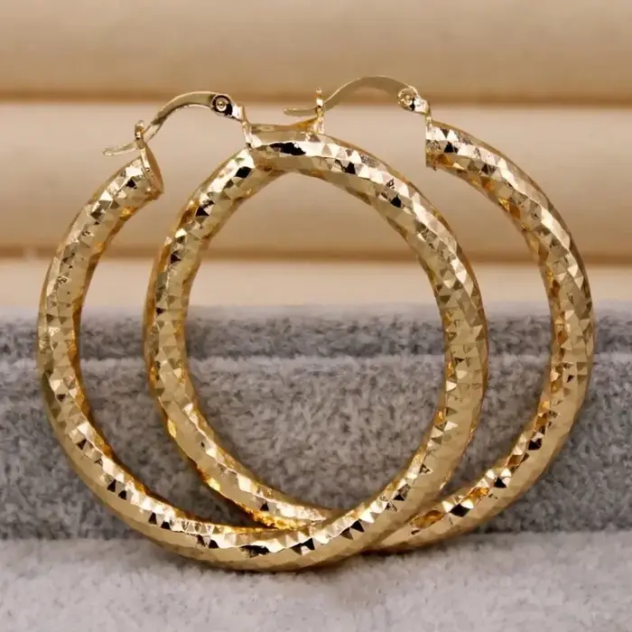 Boucles d'oreilles créoles délicates de style bohème – Bijoux en cuivre plaqué or 14 carats pour fem
