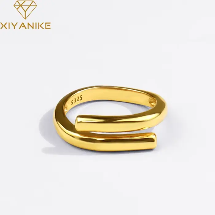 XIYANIKE – bague géométrique Double couche couleur argent, breloque féminine, mode Simple, ouverture