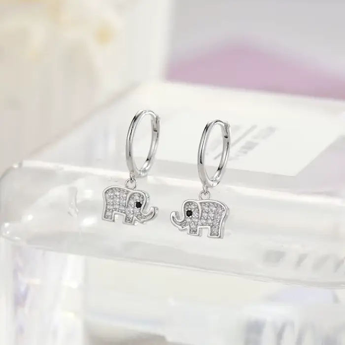 REETI réel 925 en argent Sterling cristal éléphant boucle d'oreille pour les femmes faisant des bijo