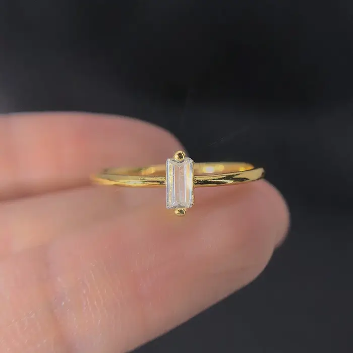 Bague géométrique en zircone pour femmes, anneau fin minimaliste, anneau de mariage, Tennis, or, nou