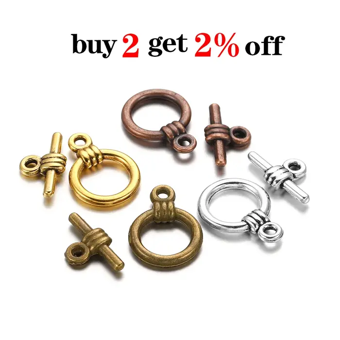 20 ensembles/lot KC lisse rond OT fermoir bijoux en argent Antique à la main fabrication de bracelets collier DIY