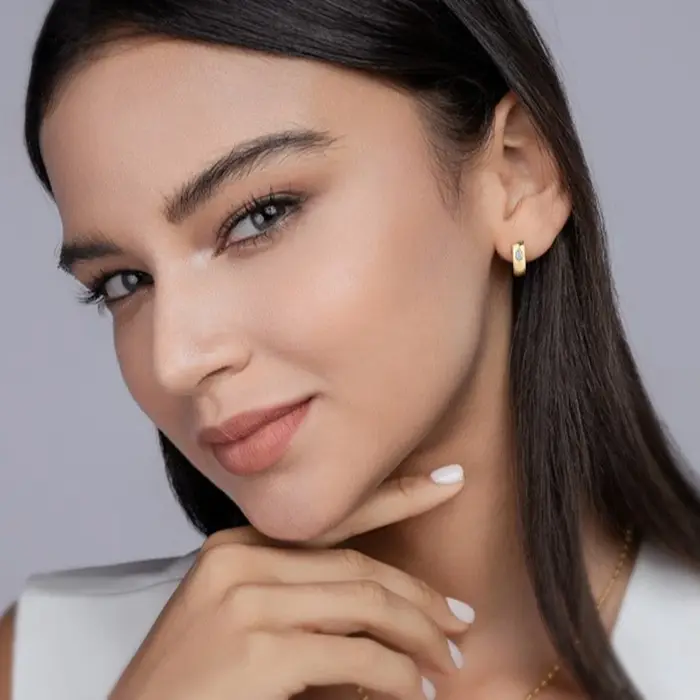 Vinregem-Boucles d'oreilles créoles en argent regardé 2.5 plaqué or 18 carats