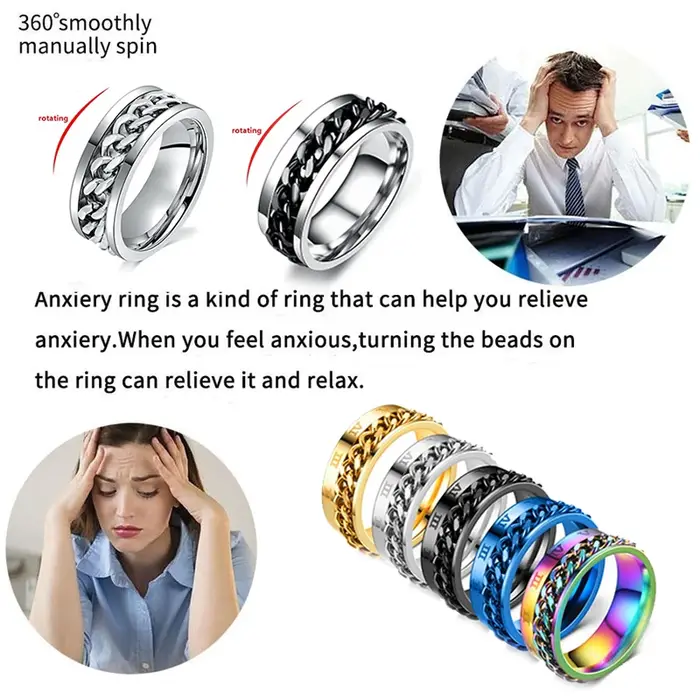Anneau spinner de 8mm en acier inoxydable anti-stress pour homme et femme, cadeau de couple pour anniversaire et occasions spéciales