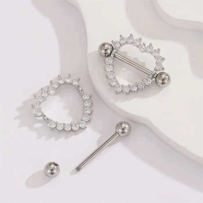 1 paire de bijoux de piercing pour les mamelons en titane