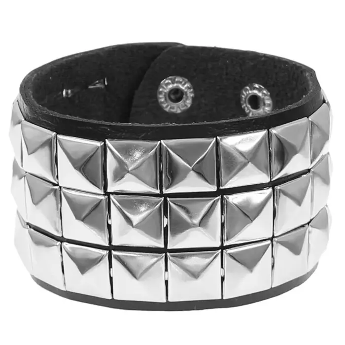 Bracelets en cuir Vintage de Style Punk pour hommes et femmes, Style Rock gothique, clous carrés, Br