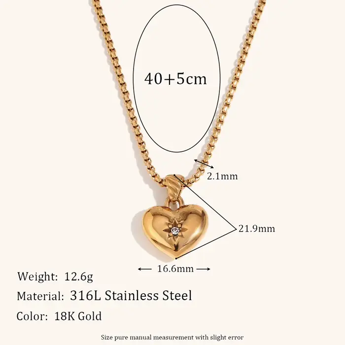 La. Muses Square Pearl Design Collier pour femme, Acier inoxydable, Pendentif Coeur, Melon Executive