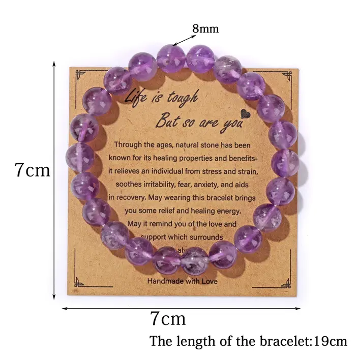 Bracelets en quartz rose naturel pour hommes et femmes