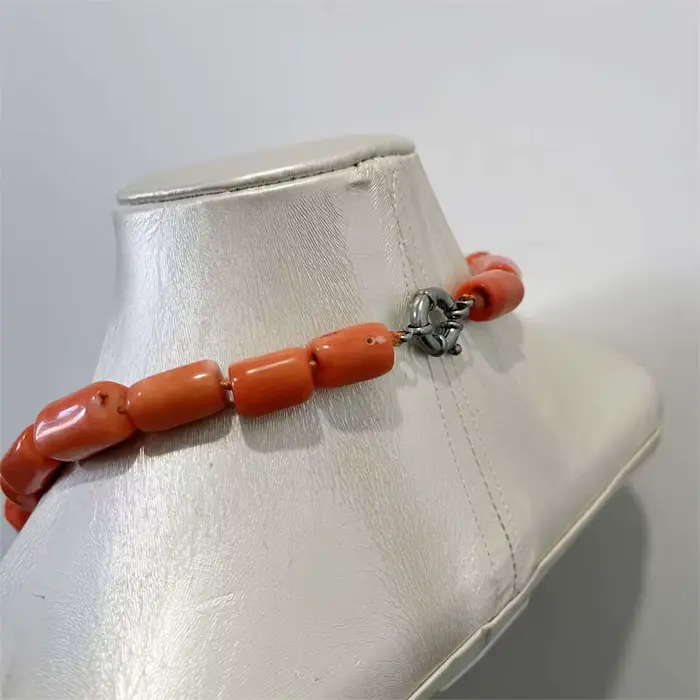 Collier de luxe géométrique en corail orange, pierre précieuse irrégulière, chaîne simple en lasso, ras-du-cou pour femme, bijoux de mariage et d'amour