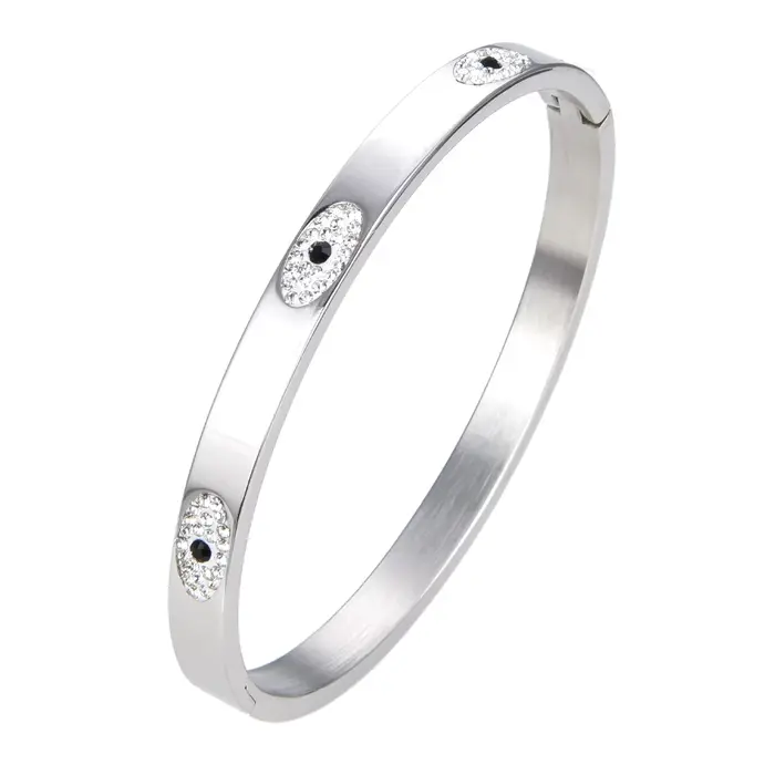 Bijoux de marque SHENNAIMING, bracelet pour femme en acier inoxydable, design en zircon en forme d'o