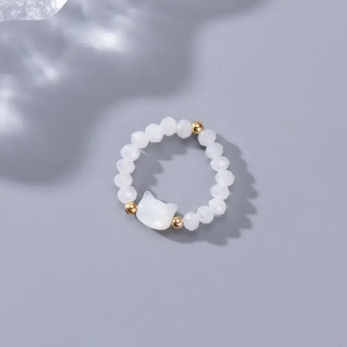 Bague chat noir et blanc mignon pour hommes et femmes